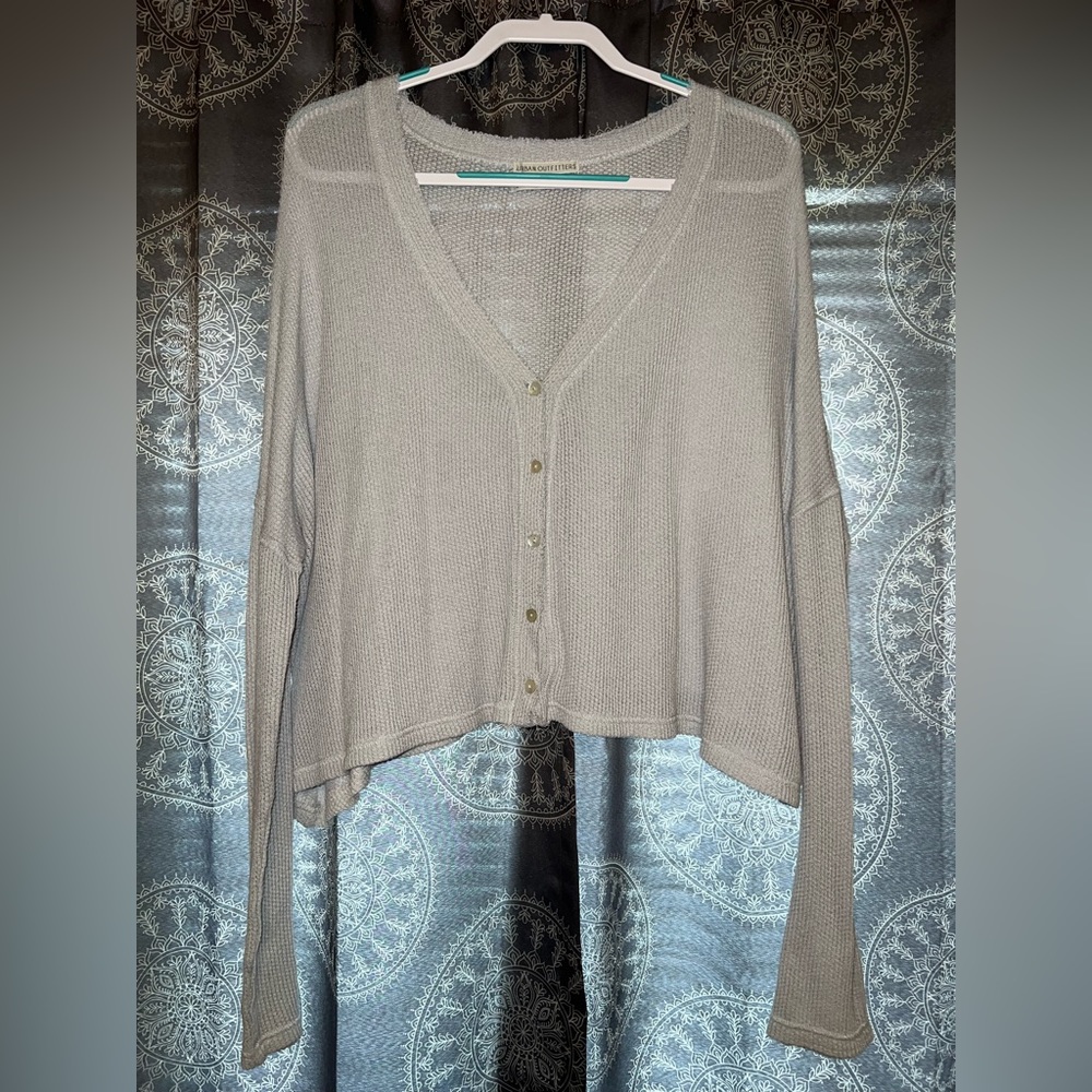 Gray button up cardigan